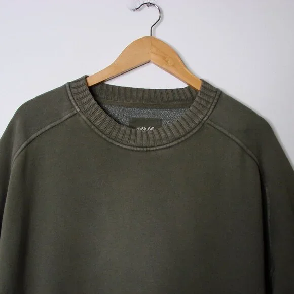 Aerie Down To Earth Crew Sweatshirt Olive Green Oversized Ribbed Small Medium L - Picture 5 of 14